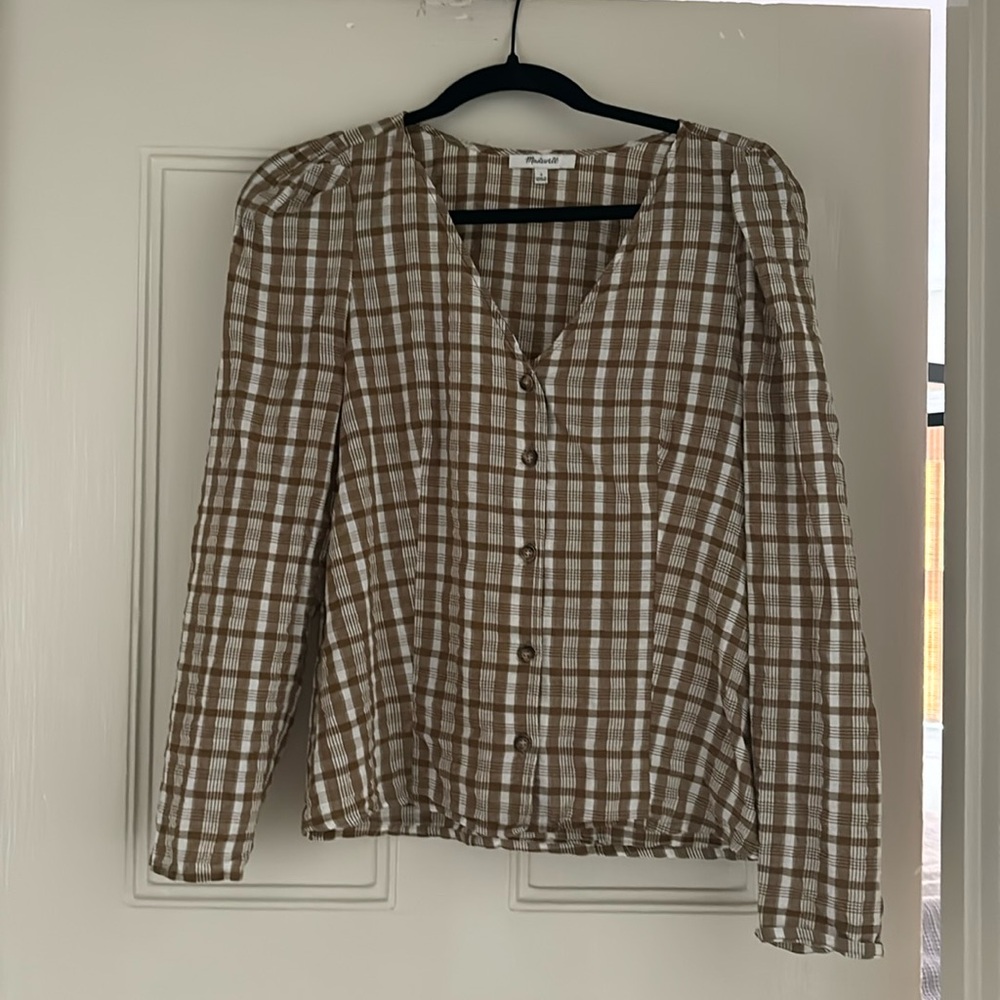 Madewell Checked Blouse Size 2 - image 1